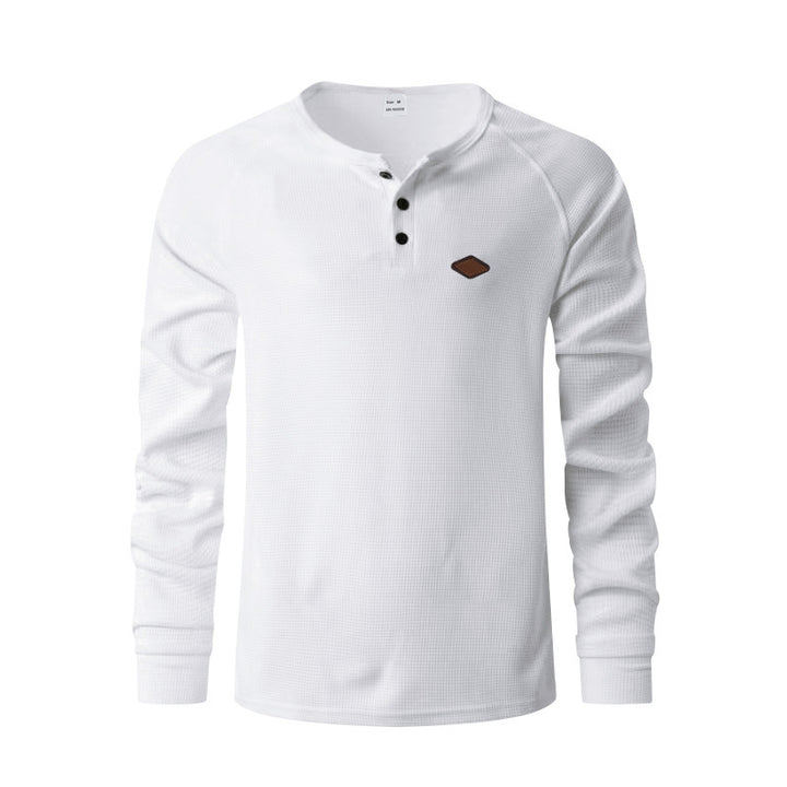 Herren Langarmshirt mit Knopfleiste und Struktur Drune