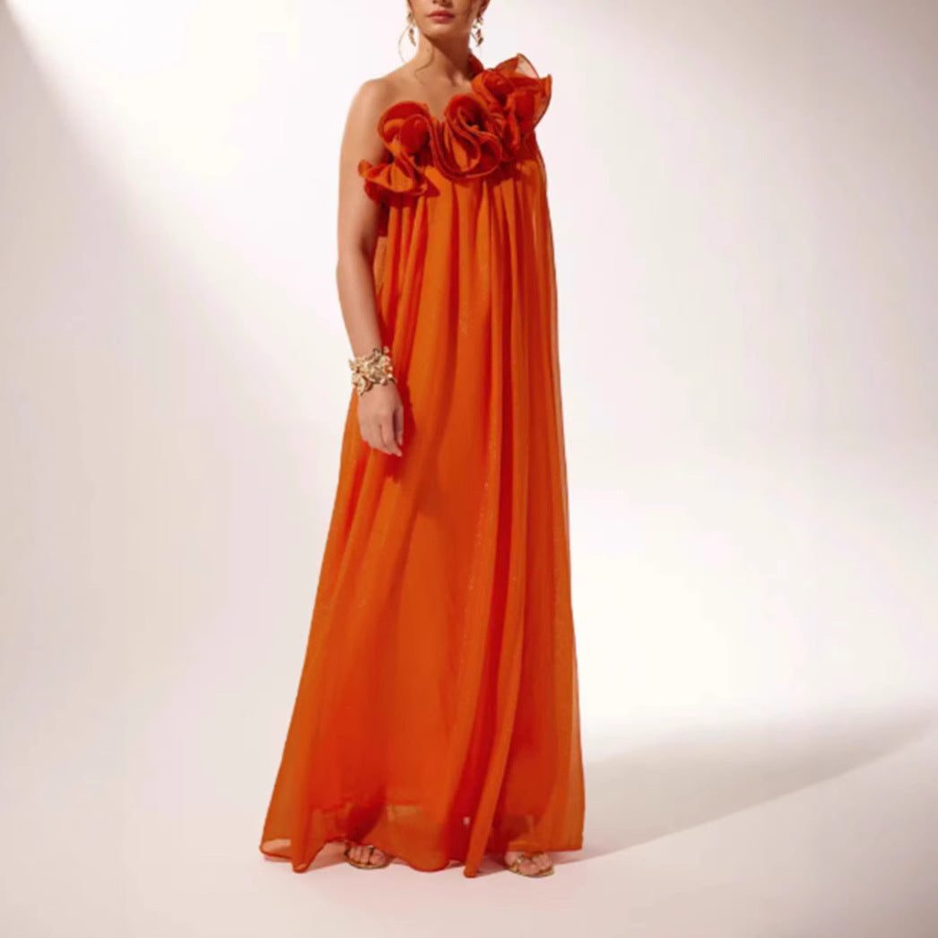 Damen Maxikleid mit innovativem Rüschendesign Drune