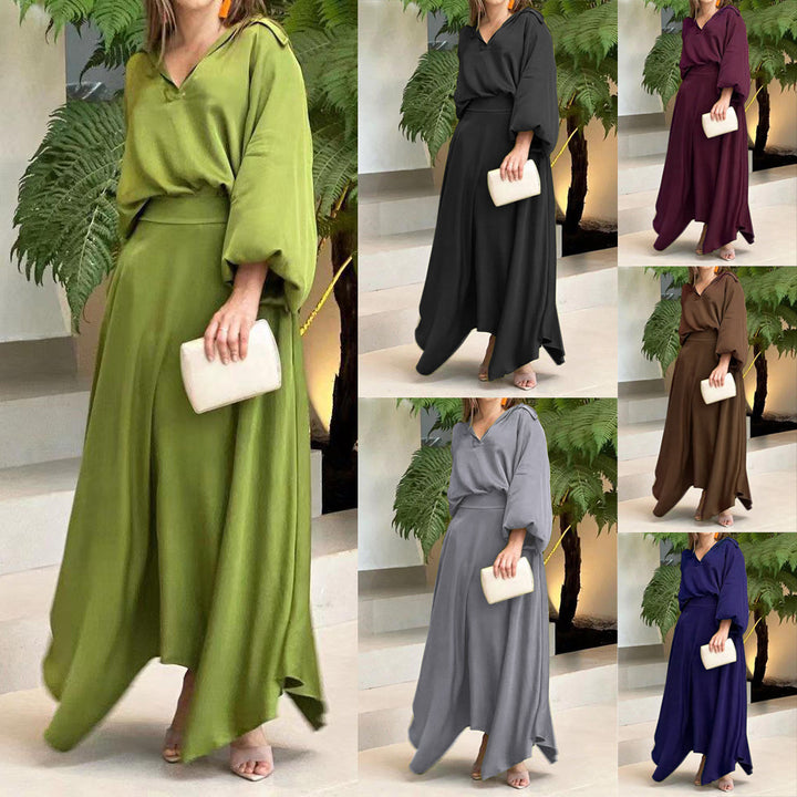 Damen Maxikleid mit weitem Schnitt und eleganten Ärmeln Drune