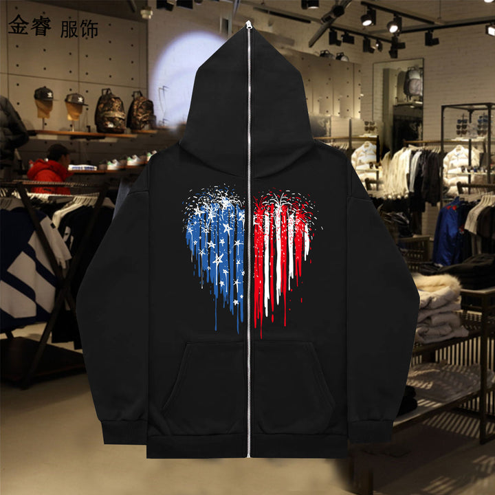 Damen Kapuzenjacke mit einzigartigem Herzmotiv und Reißverschluss Drune
