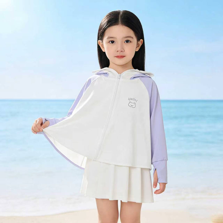 Damen nan leichte Kinder-Sonnenjacke mit Kapuze, atmungsaktivem Material und UV-Schutz  Drune