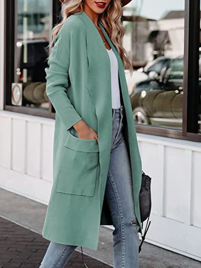 Damen Langer Cardigan mit seitlichen Taschen und offenem Schnitt Drune