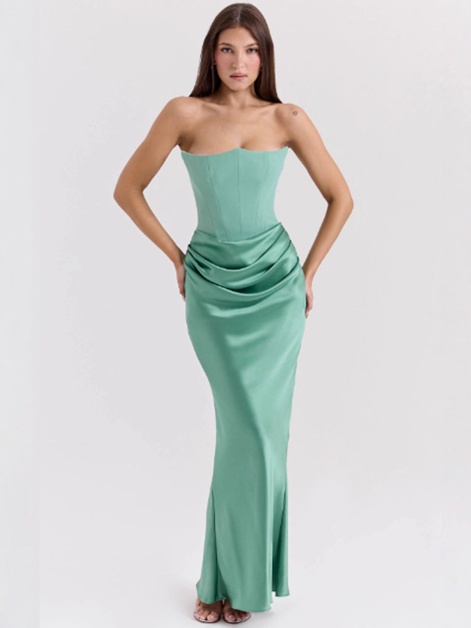Drune | Strapless Pink Satin Ballkleid