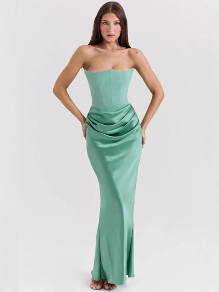 Drune | Strapless Pink Satin Ballkleid