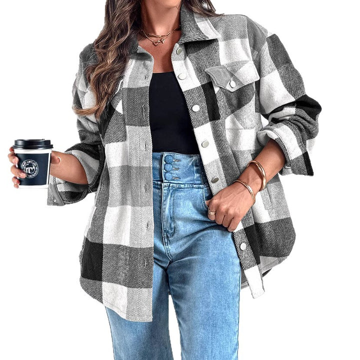 Damen Übergröße Karo-Hemdjacke Drune