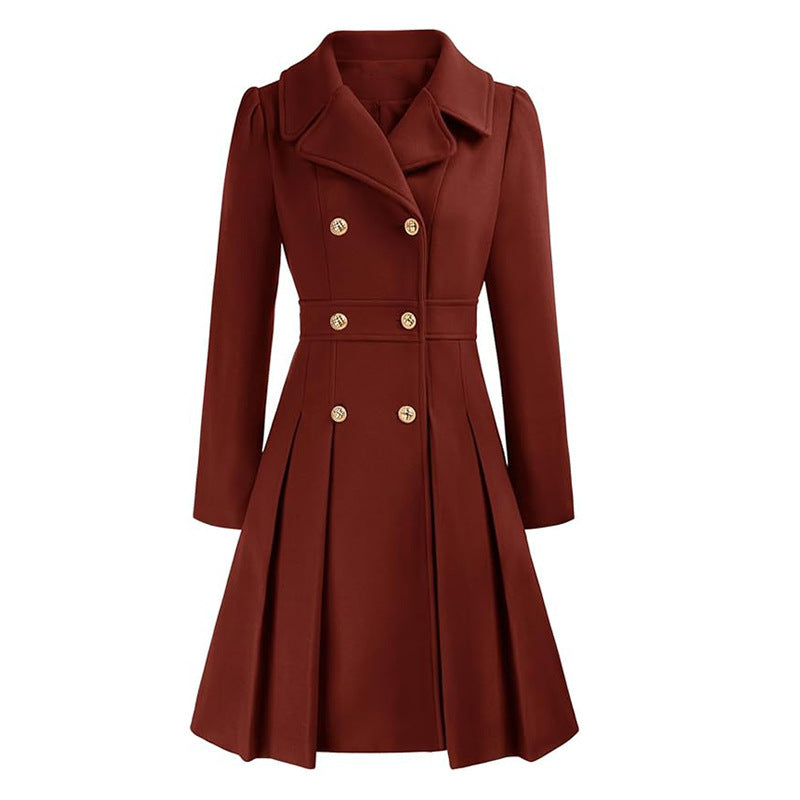 Damen Eleganter Trenchcoat mit tailliertem Schnitt und Plissee-Detail Drune