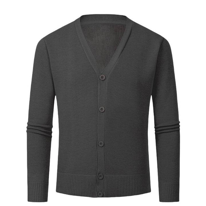 Herren Strickjacke mit V-Ausschnitt und knopflosem Design Drune