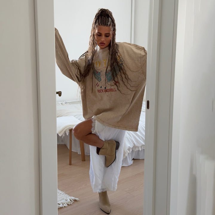 Damen Oversized Sweatshirt mit grafischem Print und lässigem Schnitt Drune