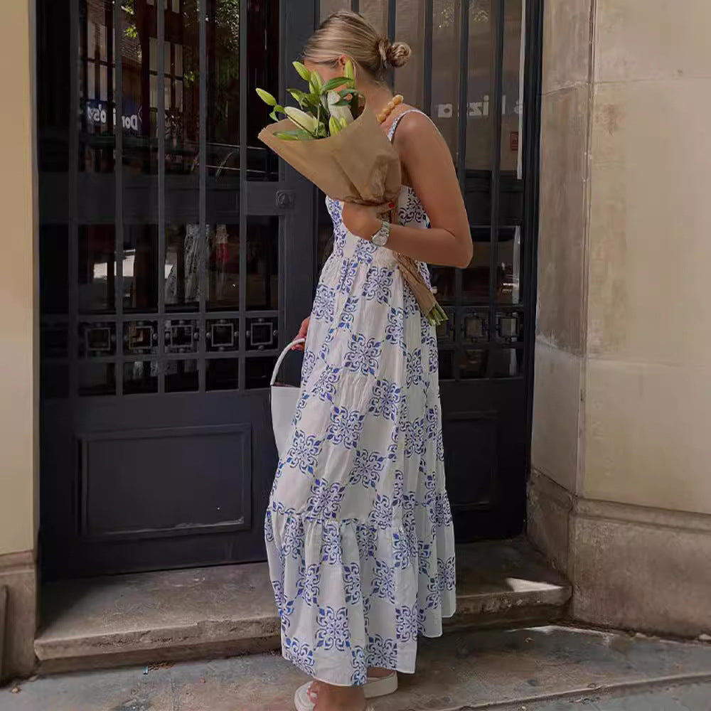Damen Maxikleid mit schulterfreiem Design und floralen Mustern Drune