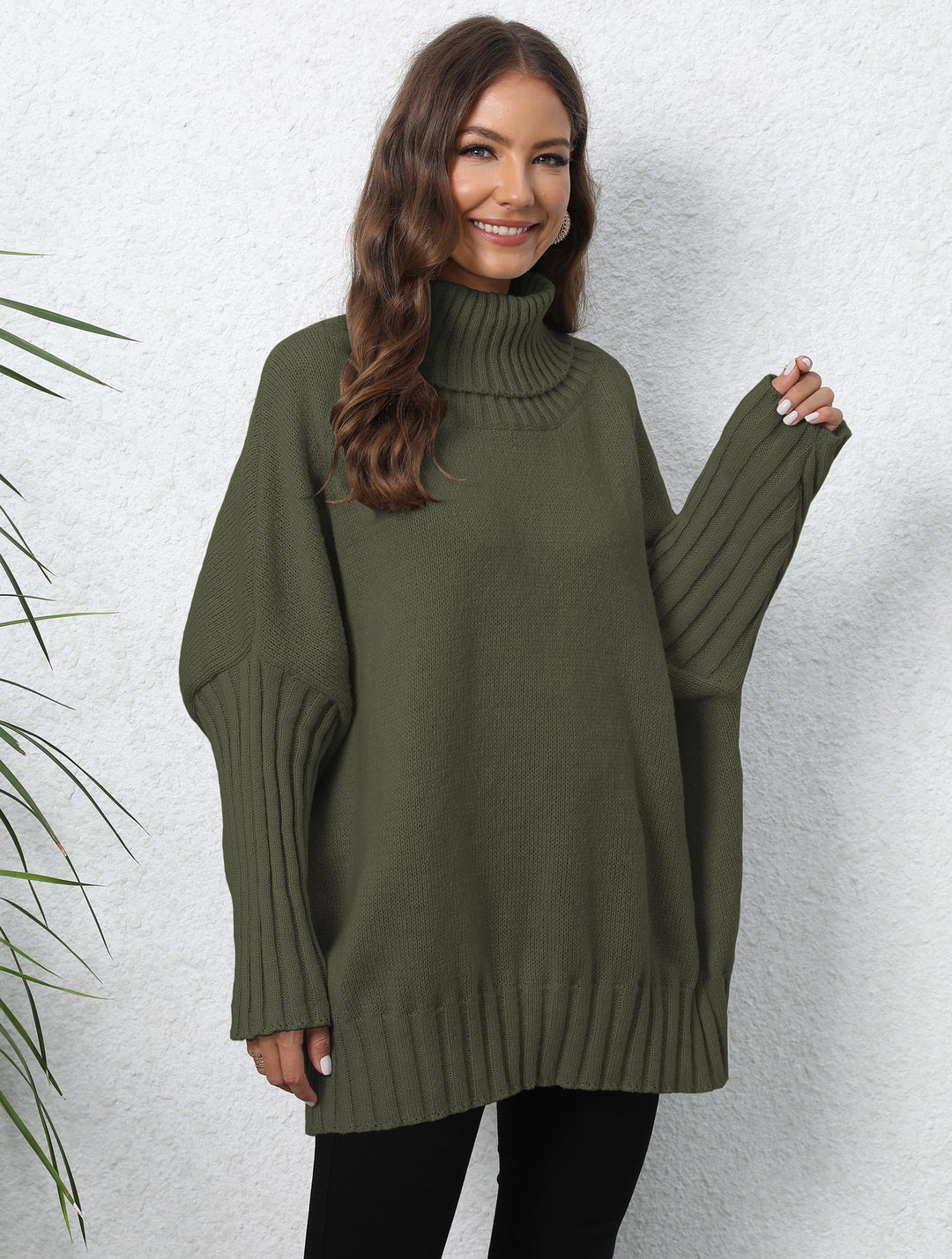 Damen Oversize Rollkragenpullover mit strukturiertem Strick Drune