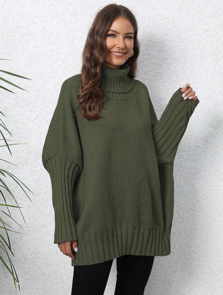 Damen Oversize Rollkragenpullover mit strukturiertem Strick Drune