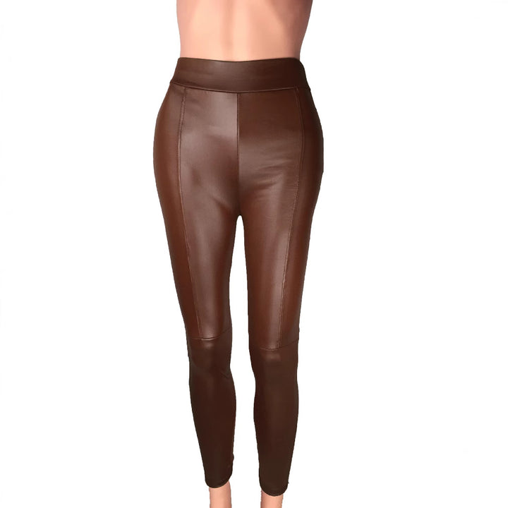 Damen Hochtaillierte Leggings aus hochwertigem Kunstleder mit nahtloser Verarbeitung Drune