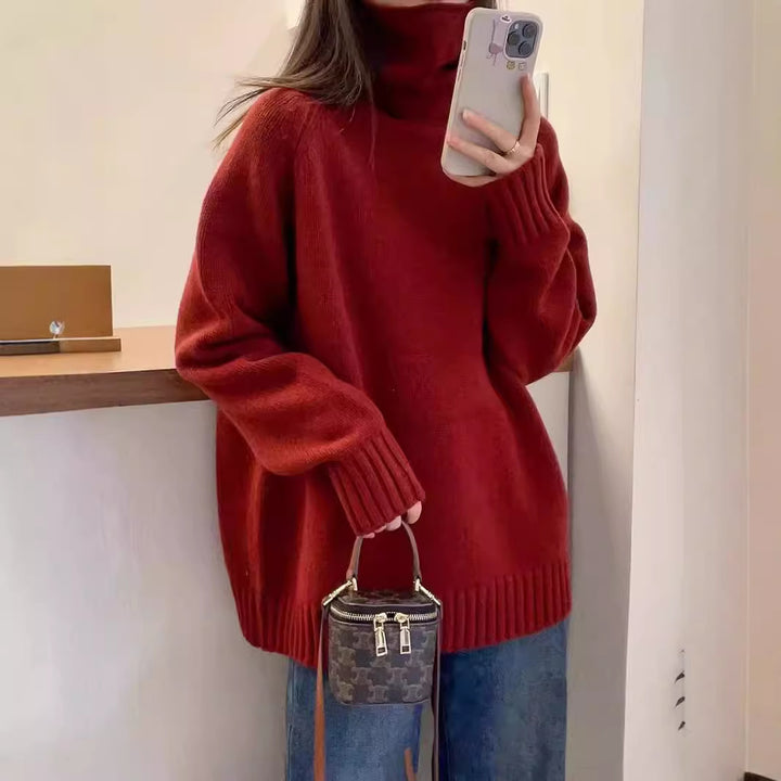 Damen Oversized Rollkragenpullover aus hochwertigem Strick Drune