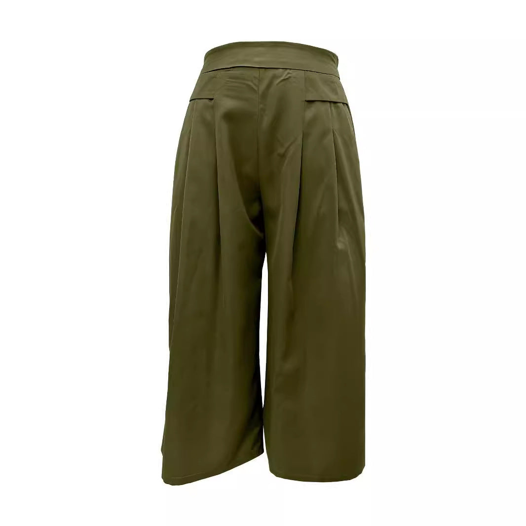 Damen Weite Culotte mit eleganten Falten und praktischen Taschen Drune