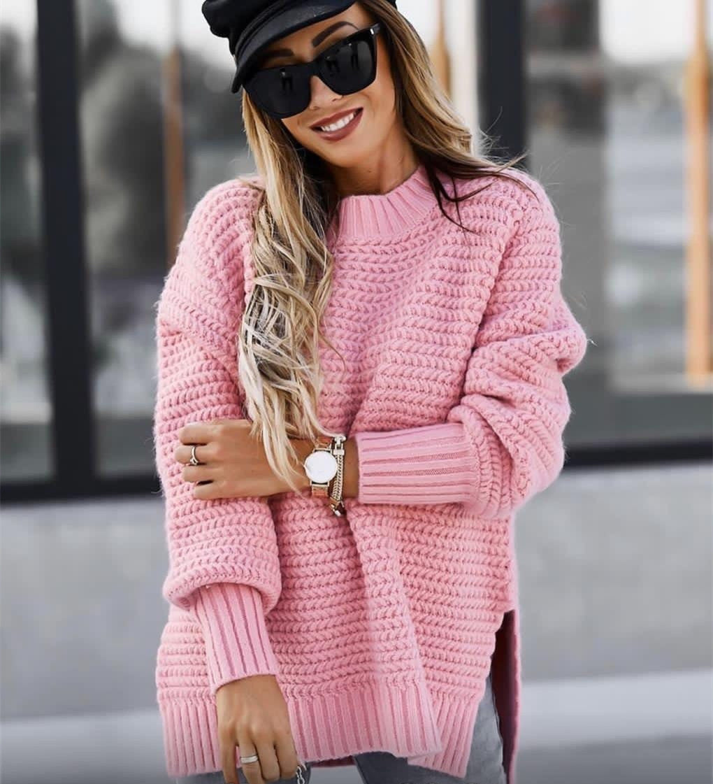 Damen Luxuriöser Strickpullover mit lässigem Schnitt und hohen Bündchen Drune