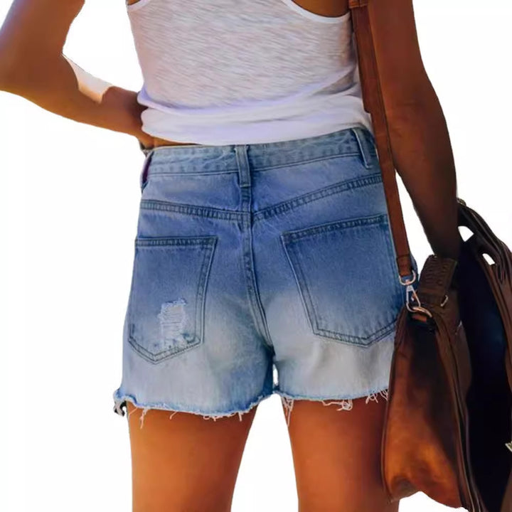 Damen Jeans-Shorts mit modischem Sternenprint und distressed Details Drune