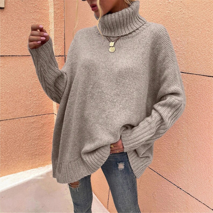Damen Grobstrickpullover mit hohem Kragen Drune