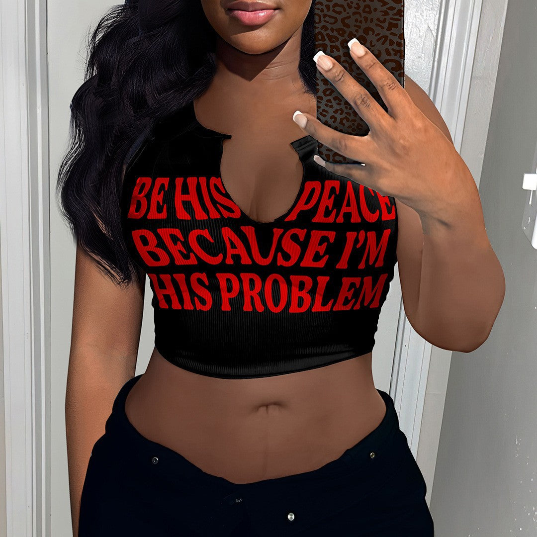 Damen Crop-Top mit auffälligem Schriftzug und lockerer Passform Drune