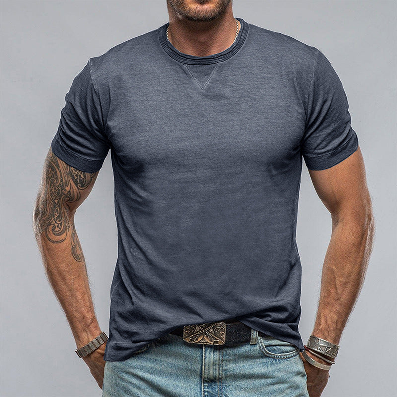 Herren Rundhals T-Shirt aus weichem Baumwollgemisch mit lässigem Schnitt Drune