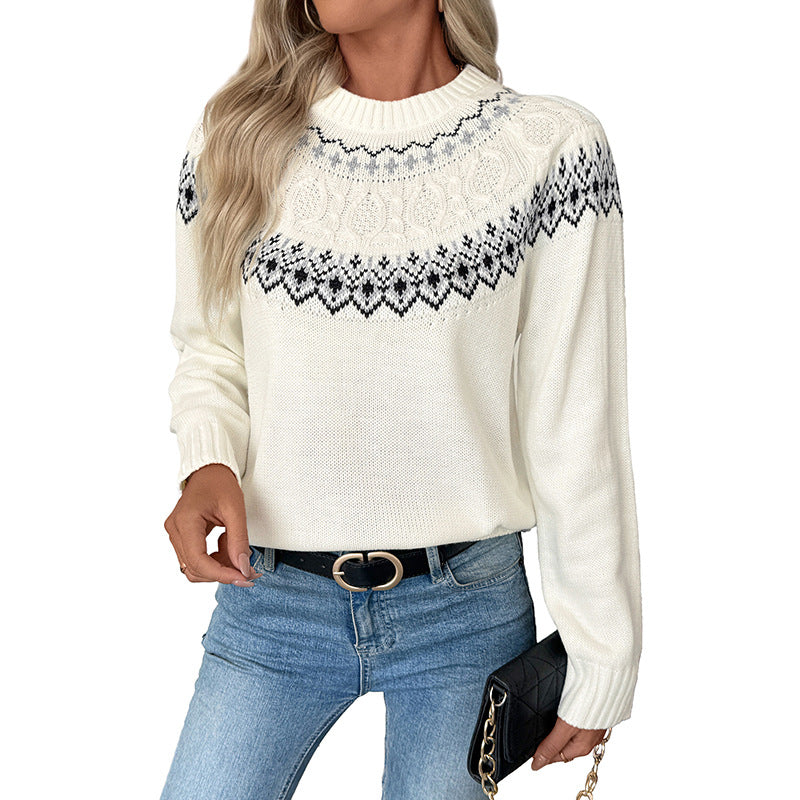 Damen Strickpullover mit traditionellem Norweger-Muster Drune
