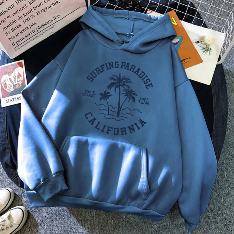 Damen Kapuzenpullover mit lässigem Surf-Motiv und hochwertiger Baumwollmischung Drune