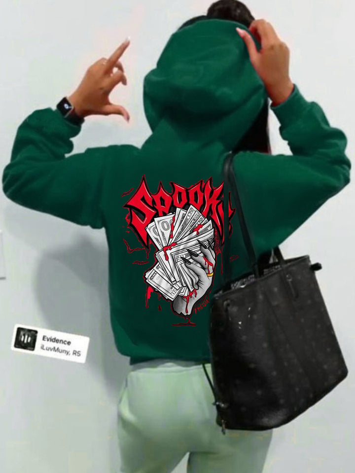 Damen Kapuzenpullover mit kreativer Grafik und hoher Passform Drune