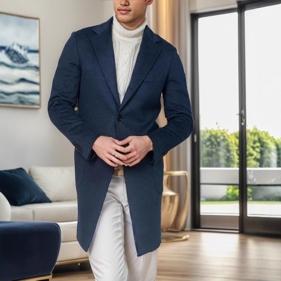 Herren eleganter, langer Wollblazer Drune