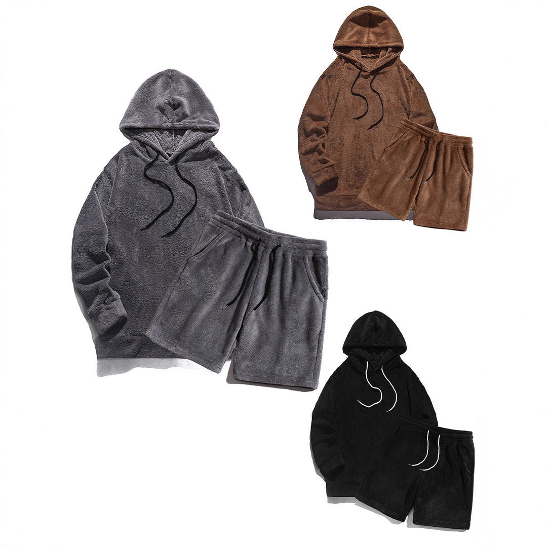 Herren Kuscheliges Hoodie-Shorts-Set Drune