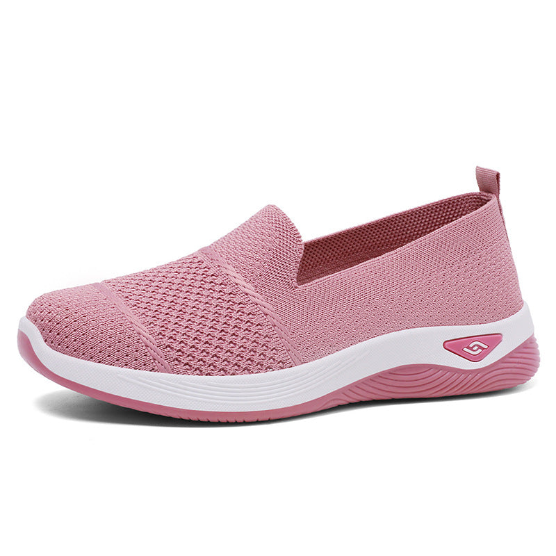 Damen Leichte Slip-On Freizeitschuhe mit atmungsaktiver Strickoberfläche Drune