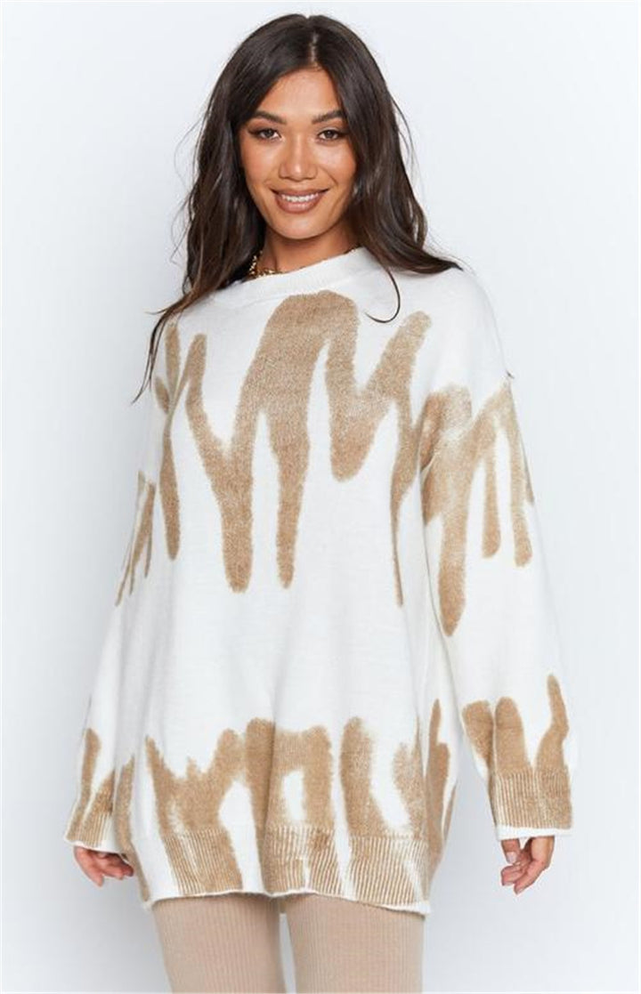 Damen Oversized Pullover mit modernem Farbmustermix und lässigem Schnitt Drune