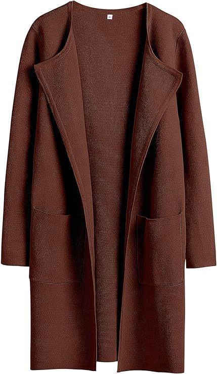 Damen modische Strickjacke mit offenen Front und praktischen Taschen Drune