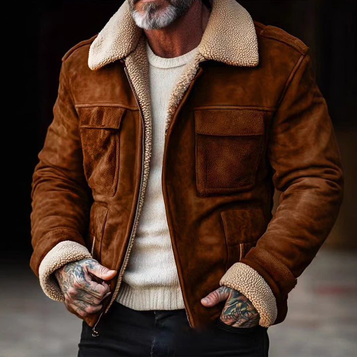 Herren Lederjacke mit weichem Sherpa-Futter Drune
