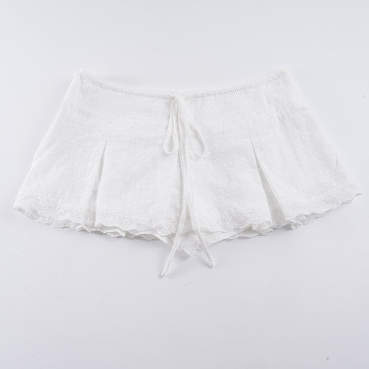 Damen kurzer Oberrock mit verstellbarem Bund und floralem Stickdesign Drune