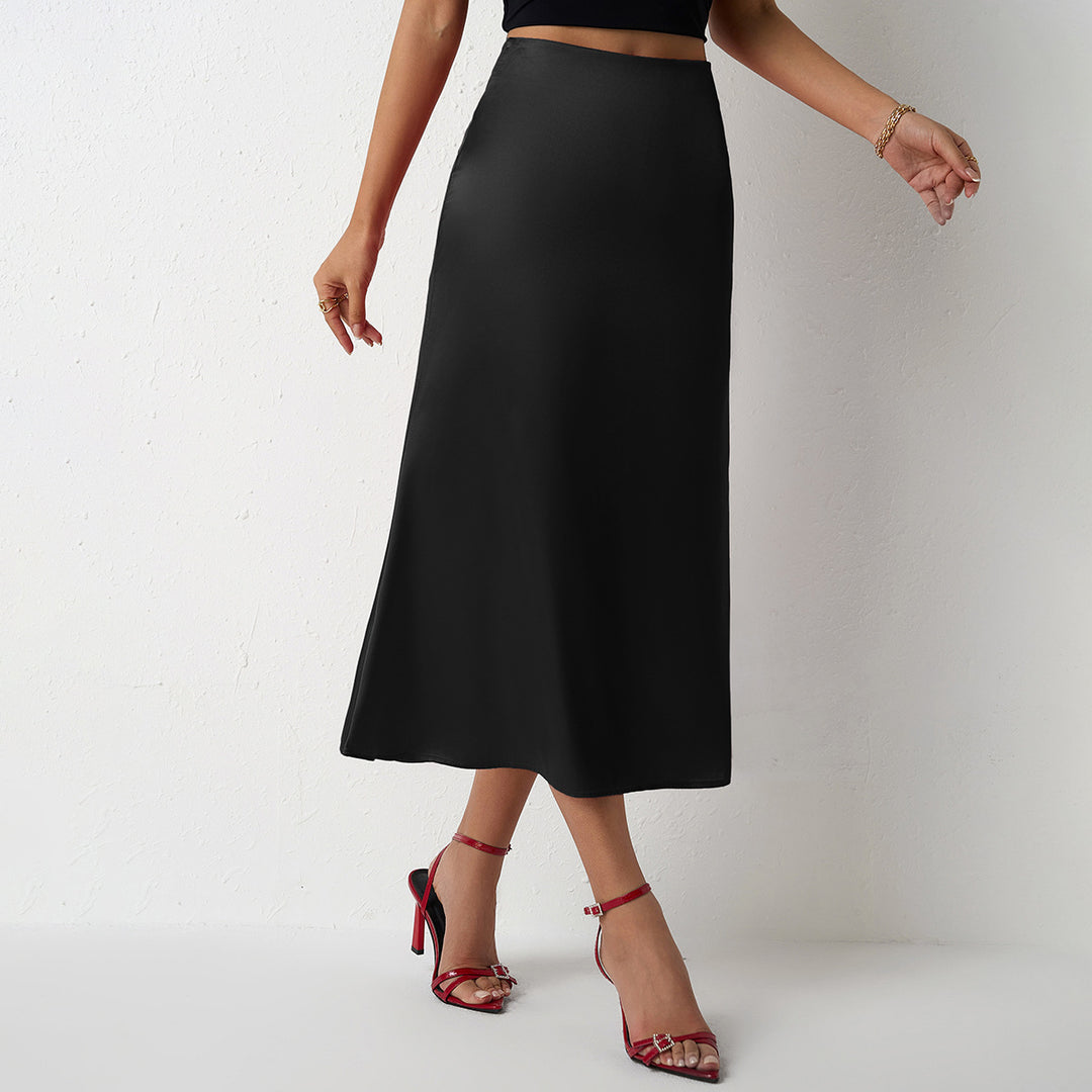 Damen eleganter Midirock aus schimmerndem Stoff mit figurschmeichelndem Schnitt Drune