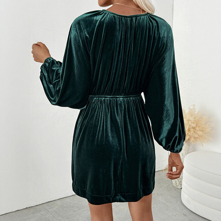 Damen samtiger Wickelkleid Drune
