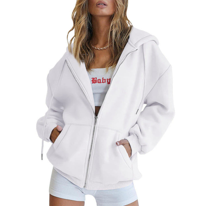 Damen Oversize Hoodiejacke mit hohen Kragen Drune