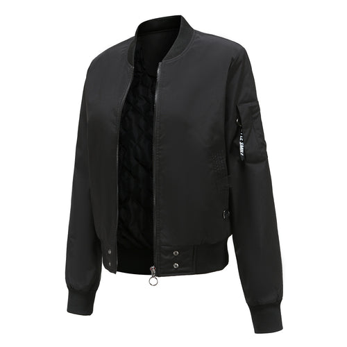 Damen nan leichte Bomberjacke mit Ringreißverschluss, Ärmel-Tasche und taillierter Silhouette Drune