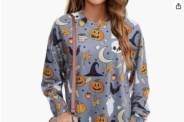 Damen Langarmshirt mit herbstlichem Motiv Drune