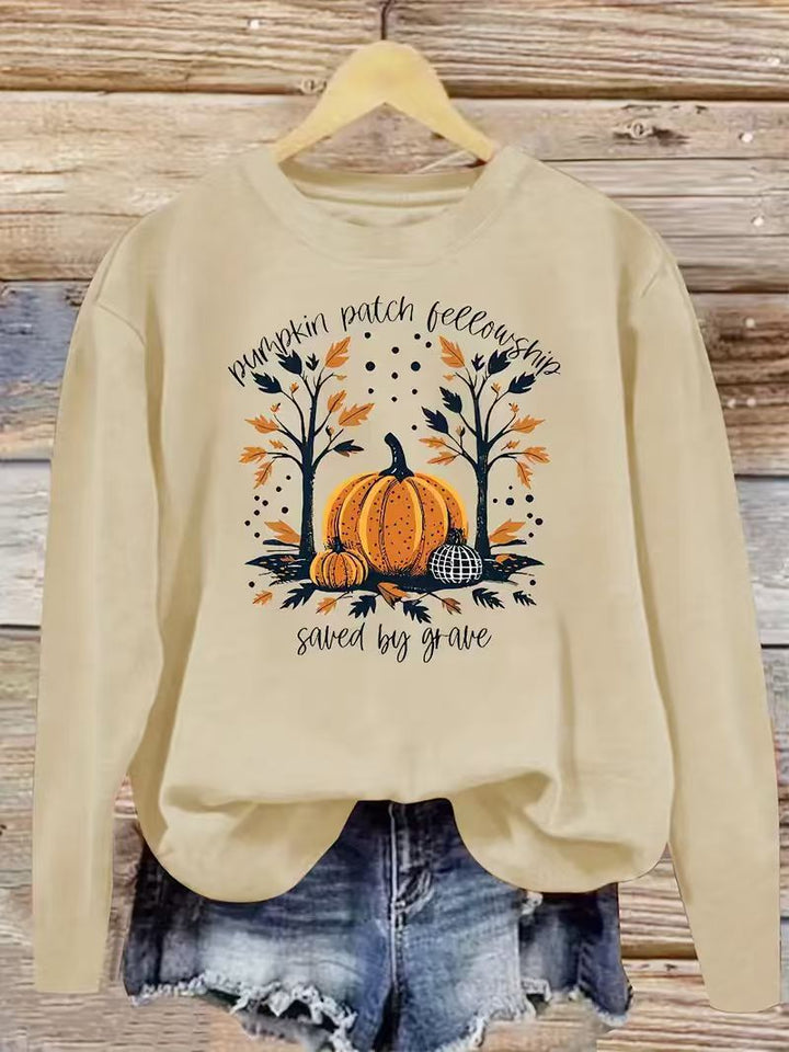 Damen Sweatshirt mit herbstlichem Kürbis-Motiv und lässigem Schnitt Drune
