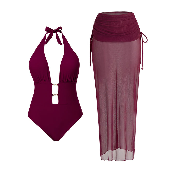 Damen Maxikleid mit tiefem V-Ausschnitt und Seitenschlitzen Drune
