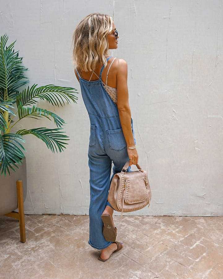Femme Stylische Utility Denim Latzhose Drune