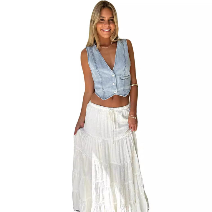 Damen Jeans-Weste mit schmaler Passform und modernem Schnitt Drune