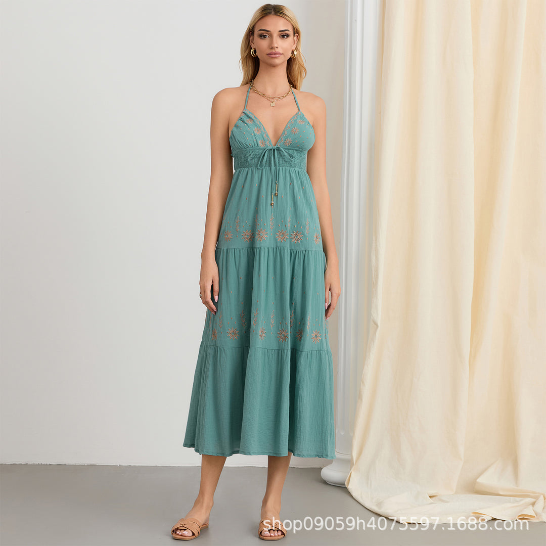 Damen Maxikleid mit zarten Stickereien Drune