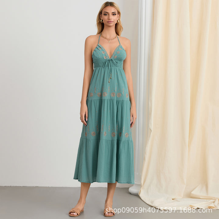 Damen Maxikleid mit zarten Stickereien Drune