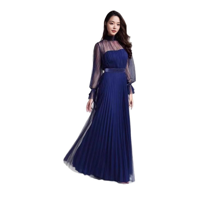 Damen Elegantes Maxikleid mit schimmerndem Chiffon und verspielten Rüschendetails Drune