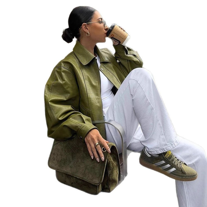 Damen Lässige Übergangsjacke mit voluminösen Ärmeln Drune