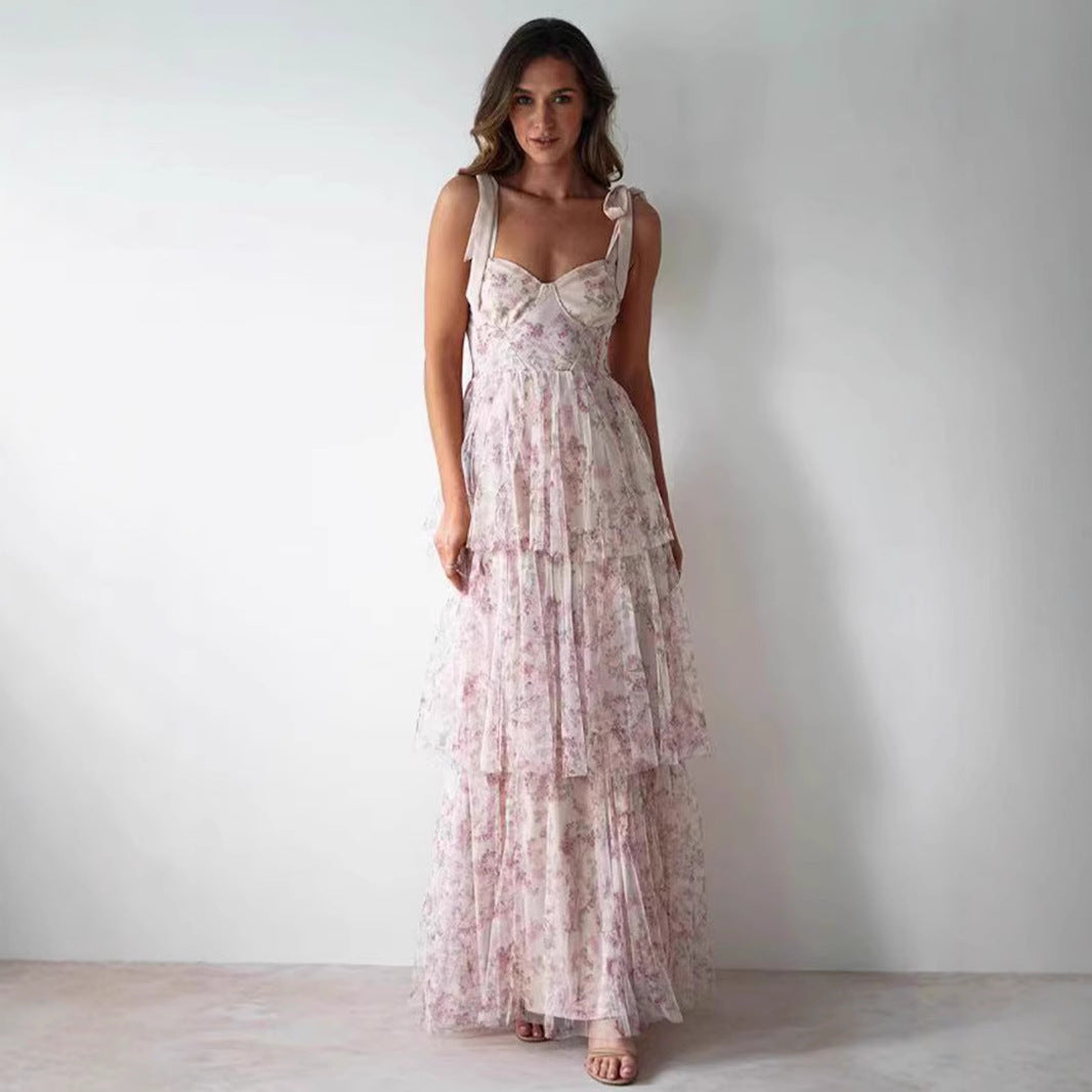 Damen Langärmliges Spitzenkleid mit tierischem Print Drune