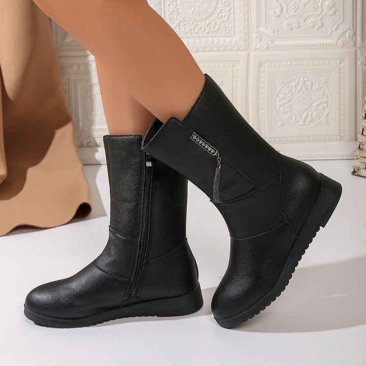 Damen modische Stiefel mit elegantem Reißverschluss und komfortabler Sohle Drune