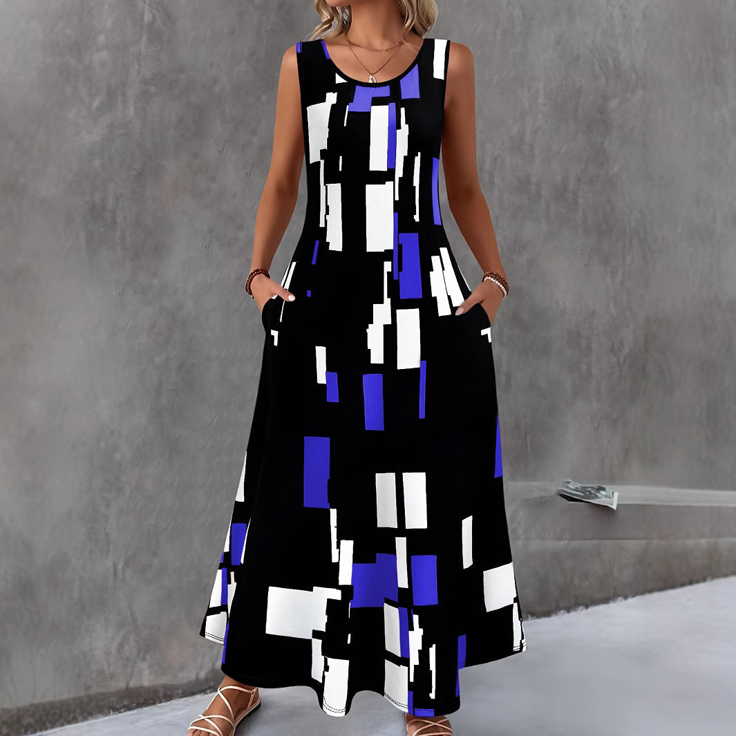 Damen Maxikleid mit buntem Grafikdesign Drune