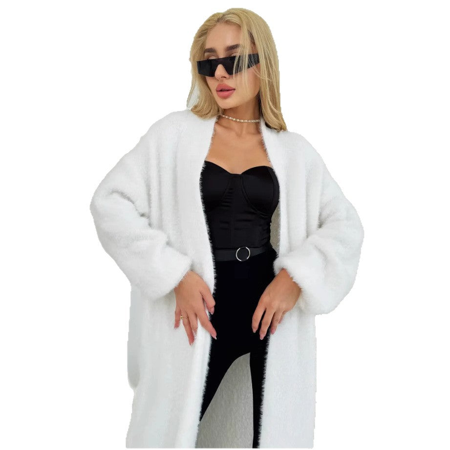 Damen Langer Strickcardigan aus kuscheligem Material mit elegantem Schnitt Drune